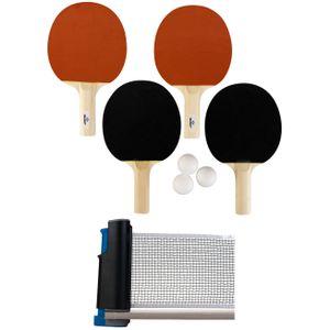 Tafeltennis batjes 4x stuks met een tafel netje set