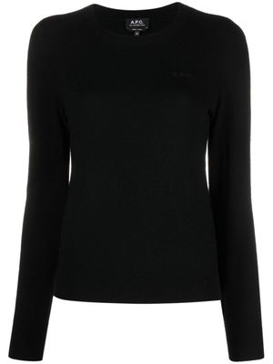 A.P.C. pull en laine vierge à logo brodé - Noir