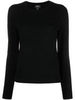 A.P.C. pull en laine vierge à logo brodé - Noir