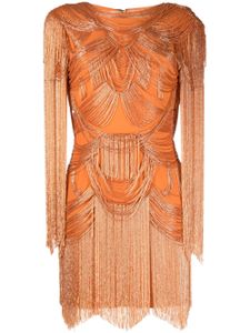 Zuhair Murad robe courte cintrée à franges - Orange