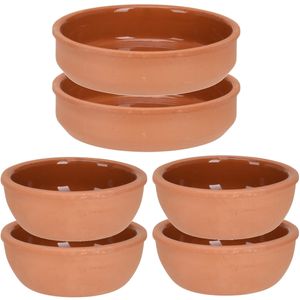 6x Tapas schaaltjes set 150 ml en 450 ml terracotta - stenen bakjes