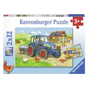 Ravensburger Op de Bouwplaats en Boerderij Puzzel 2x12 stuks