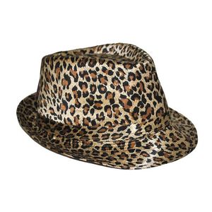 Trilby carnaval verkleed hoedje met luipaard print