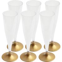 Champagneglazen - 80x - plastic - 140 ml - goud - herbruikbaar - thumbnail