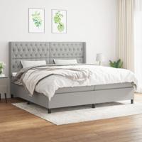 Boxspring met matras stof lichtgrijs 200x200 cm