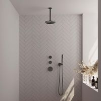 Brauer Gunmetal Carving Regendoucheset inbouw - hoofddouche 20cm - plafondarm 20cm - 3 carving knoppen - handdouche staaf 1 stand - PVD - geborsteld gunmetal 5-GM-101