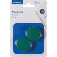 MAUL magneet Solid, 38 mm, trekkracht 2,5 kg, blister van 2 stuks, groen