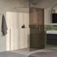 Brauer Oblivion - Inloopdouche - Brons Glas - 120 x 200 cm - incl. Glascoating - PVD RVS-Kleurig Geborsteld