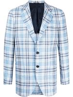 Kiton blazer boutonné à carreaux - Bleu