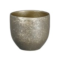 Plantenpot/bloempot Carrie terracotta zwart met flakes patroon - D14/H12 cm - thumbnail