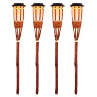 8x Oranje buiten/tuin Led fakkel Bodi solar verlichting 54 cm vlam