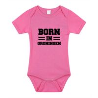 Born in Groningen cadeau baby rompertje roze meisjes - thumbnail