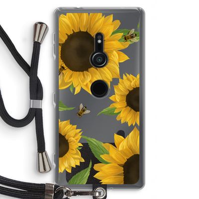 Sunflower and bees: Sony Xperia XZ2 Transparant Hoesje met koord