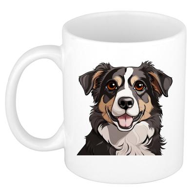Cadeau mok voor honden liefhebbers - Bordercollie - Cartoon tekening - keramiek - 300 ml Cadeau mok voor honden liefhebbers - Bordercollie - Cartoon tekening - keramiek - 300 ml