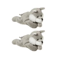 2x stuks pluche Knuffel wolf/wolven 13 cm - thumbnail