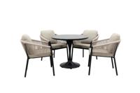 Qopps Gaona tuintafel met 4 Felan dining tuinstoel