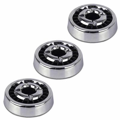 Asbak - 3x - chroom/zwart - 14 cm - metaal/kunststof - sigarettendover