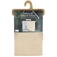 Douchegordijn met ringen - beige - polyester - 180 x 200 cm - wasbaar - thumbnail