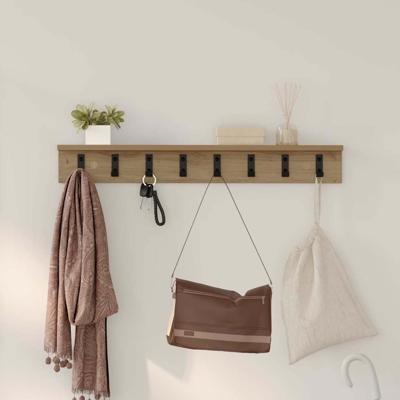 Wandgemonteerde kapstok met plank Wandgemonteerd artisanaal eikenkleurig
