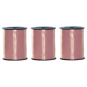 3x rollen baby roze sierlint feestartikelen voor cadeaus 500 meter x 5 milimeter - Cadeaulinten