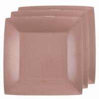 Feest gebaksbordjes - roségoud - 10x - karton - 18 cm - vierkant - kartonnen feestbordjes Feest gebaksbordjes - roségoud - 10x - karton - 18 cm - vierkant - kartonnen feestbordjes