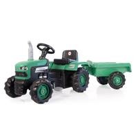 Dolu traptractor met aanhanger & claxon groen/zwart