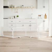 VidaXL Hondenhek inklapbaar 4 panelen 320 cm massief vurenhout wit