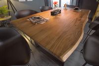 Massief houten eettafel MAMMUT 160cm wilde acacia industrieel design 2,6cm tafelblad boomrand - 43470 - thumbnail