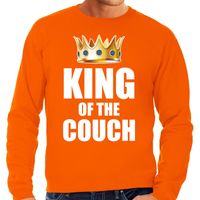KWoningsdag King of the couch sweater / trui voor thuisblijvers tijdens Koningsdag oranje heren 2XL  - - thumbnail