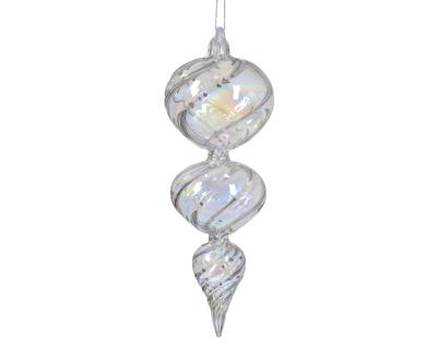 Ornament glas l8b8h20 cm iris a4 kerst - Decoris