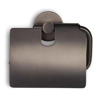 Toiletrolhouder Blue Label Vida | Wandmontage | Met klep | Messing | Gunmetal PVD