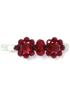 Simone Rocha barrette Flower sertie de perles - Rouge