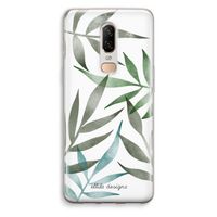 Tropical watercolor leaves: OnePlus 6 Transparant Hoesje