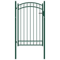 VidaXL Poort met gebogen bovenkant 100x150 cm staal groen