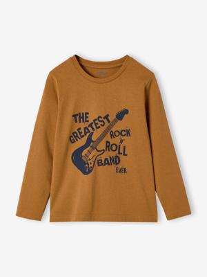 Basics T-shirt met lange mouwen voor jongens met een speels of grafisch motief mosterdgeel