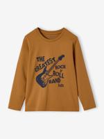 Basics T-shirt met lange mouwen voor jongens met een speels of grafisch motief mosterdgeel