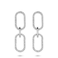 Gerhodineerd 925 zilveren oorhangers met zirkonia - 33mm