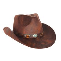 Cowboy/western verkleed hoed - bruin - leren look - voor volwassenen