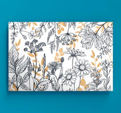 Canvas bloemen "glamour floral" variatie met goud