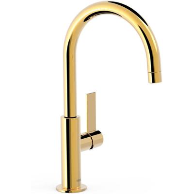 Wastafelkraan Tres Project | Opbouw | Draaibare uitloop | Mengkraan | Hoog model | 1-hendel | Rond | 24k Goud glans