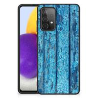 Samsung Galaxy A72 (5G/4G) Houten Print Telefoonhoesje Wood Blue