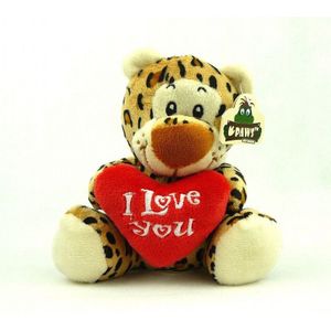 Pluche I love you luipaard knuffel bruin 14 cm speelgoed