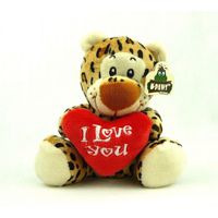 Pluche I love you luipaard knuffel bruin 14 cm speelgoed - thumbnail