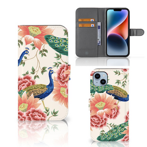 Telefoonhoesje met Pasjes voor iPhone 15 Plus Pink Peacock