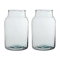 2x Bloemenvaas / cilindervaas van glas 35 x 21 cm - Vazen - thumbnail