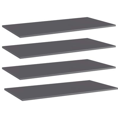VidaXL Wandschappen 4 st 100x50x1,5 cm spaanplaat hoogglans grijs