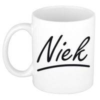 Naam cadeau mok / beker Niek met sierlijke letters 300 ml