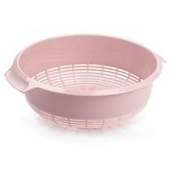 Keuken vergiet/zeef - kunststof - Dia 27 cm x Hoogte 10 cm - oud roze - thumbnail