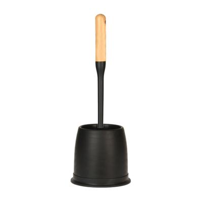 Ultra clean Toiletborstel met houder - zwart - kunststof en bamboe - 37,5 cm
