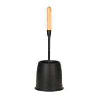 Ultra clean Toiletborstel met houder - zwart - kunststof en bamboe - 37,5 cm